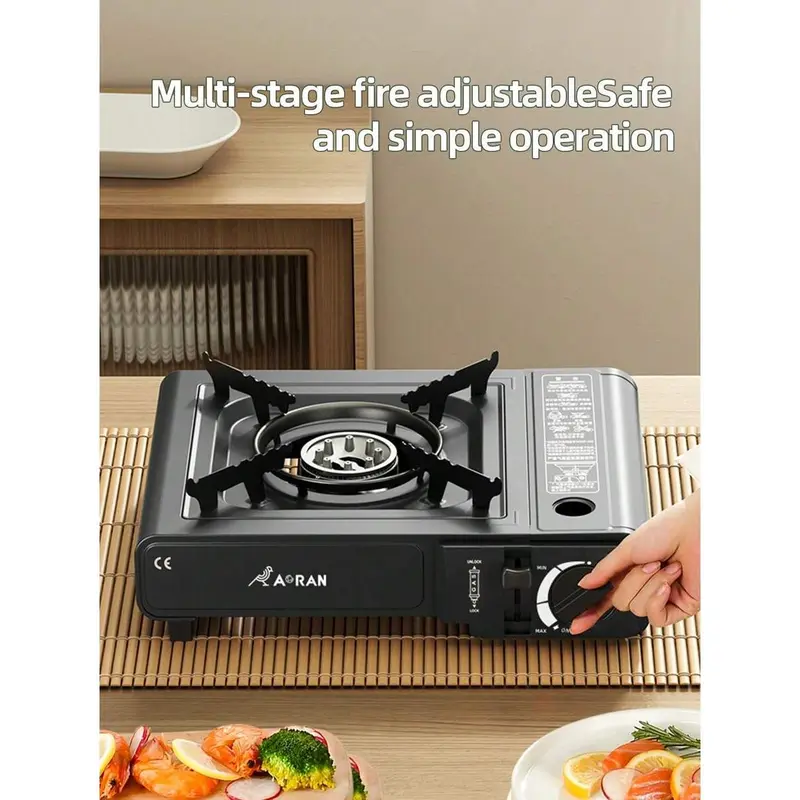 Butane Stove With Wind Deflector, Kitchen Gas Stove, Outdoor Grill, Automatic Ignition, Portable Gas Stove With Carrying Case (Fuel Not Included)