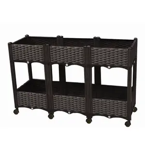 Elevated Garden Box with Wheels Standing Planter Beds for Outdoor Plants Tomato Flower Vegetable Garden