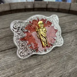 Western Belt Buckle - Metal Plate Design, Silver/Gold Color, 4.5" x 3.5", Elegant & Stylish, Versatile Accessory for Everyday Wear Cowboy Belt