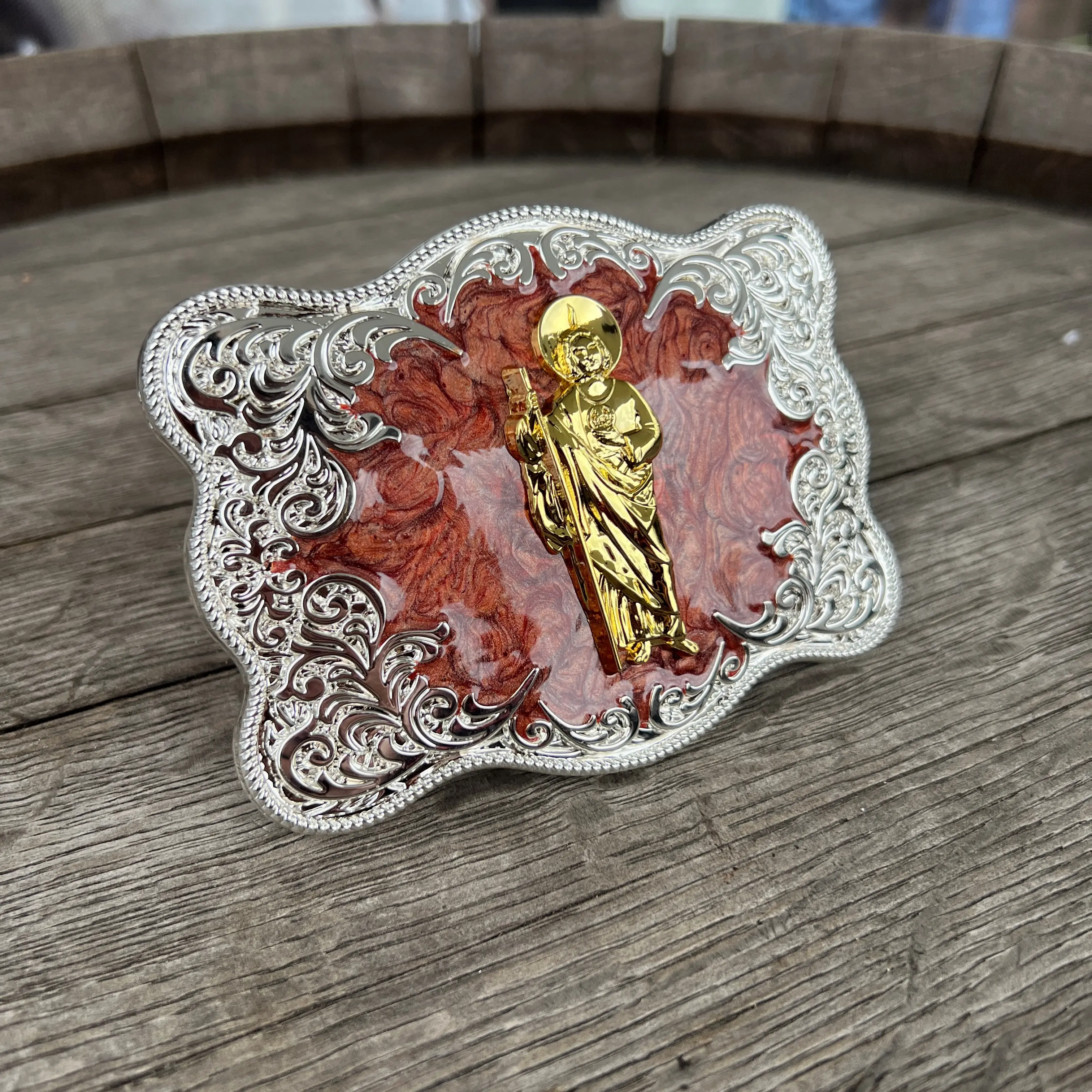 Western Belt Buckle - Metal Plate Design, Silver/Gold Color, 4.5" x 3.5", Elegant & Stylish, Versatile Accessory for Everyday Wear Cowboy Belt