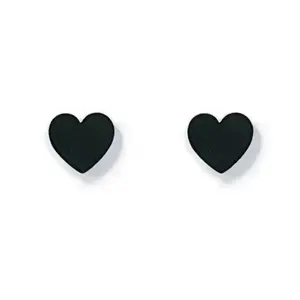 ER005B B.Tiff Black Heart Stud Earrings