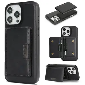 Magnetic Detachable Wallet Case for iPhone Models 16e, 15, 14, 13 & 12 Pro Max Plus, Flip Cover, Wireless Charging Pad, 5 Card Slots, for Smartphone, Protection, Accessories