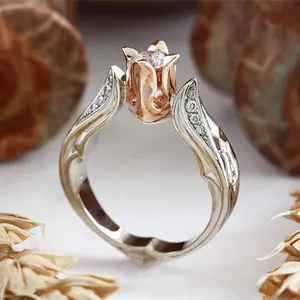 Rose flower multi-color ring - Luxury party wedding ring for women