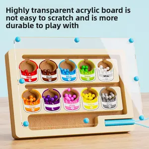 Children's wooden magnetic counting, arithmetic, color sorting, ball rolling, and other educational toys.