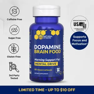 Dopamine Brain Food Supplement w/L-Tyrosine - Promotes Mental Drive, Clarity & Focus - Supports Mental Energy - 60 Capsules