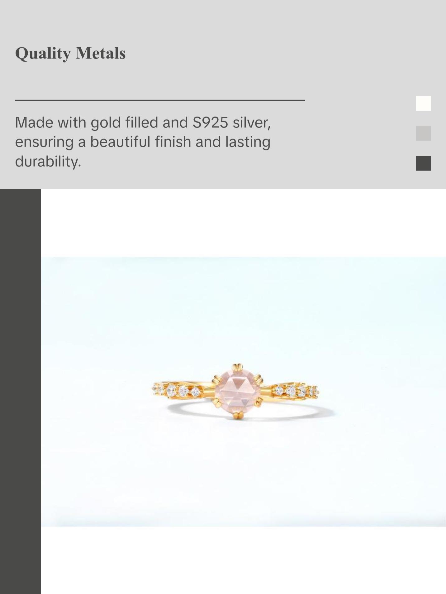 Rose Quartz Dainty Adjustable Ring