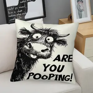 Funny Highland Cow "Are You Pooping!" Quote Throw Pillow, Humorous Cushion, Novelty Farm Animal Accent Pillow (Includes Pillow Core) for Couch Sofa Bed Living Room