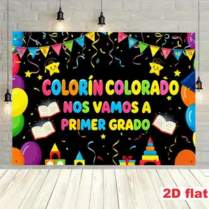 2D Flat Background Fabric for Kindergarten to Grade 1 Decoration, Colorful Balloon Book Wall, Polyester Material, Outdoor Use