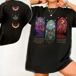Women's Soft Comfortable Fabric Round Neck Casual T-Shirt - SJM Merch 53B, Throne Of Glass Terrasen Print Clothes, Velaris City Of Starlight Sweatshirt, Acotar Crescent City Simple Style Women's Clothes