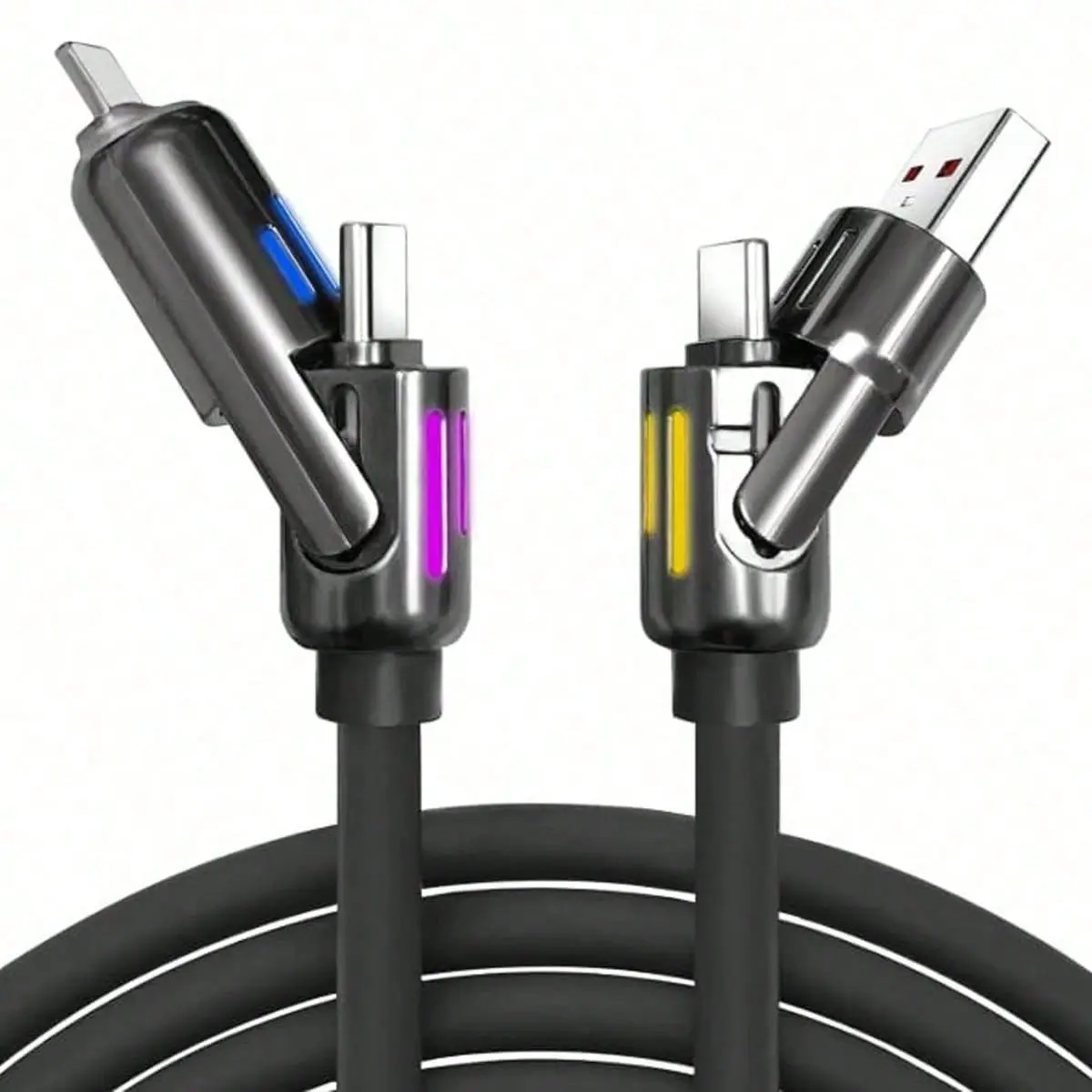 4 in 1 Charging Cable 6.6FT, USB C to Lightning Cable 240W , USB A/C to C/Lightning with Light iPhone Charger for iPhone 17 16 15 14 Pro Max/M5 MacBook Air Pro/iPad/Samsung S25/Switch/PS5
