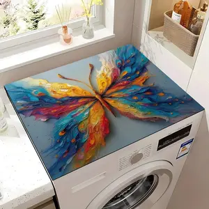 1pc Washing Machine Cover Sun Protection Pad, Colorful Butterfly Pattern, Home Use Drum Washer Protector, Durable & Stylish Design