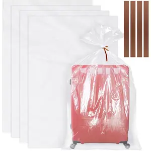 4 Pack Large Clear Plastic Bags, 40" x 60" Moistureproof  Large Storage Bags,  Giant Extra Luggage Storage Bags for Luggage, Suitcase,Furniture, Chair,   (Include 4 Ties)