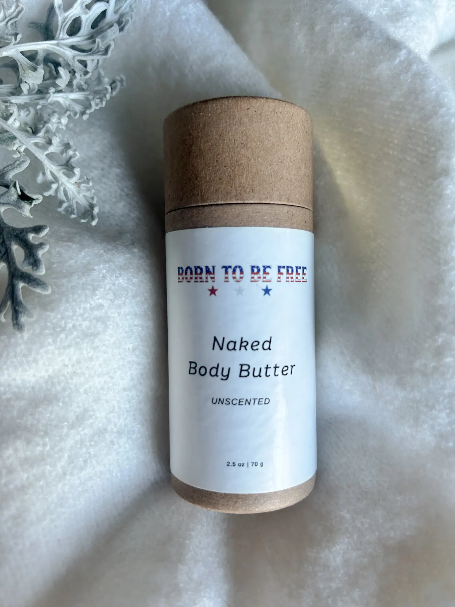 Born To Be Free Naked Body Butter Stick - Unscented, 3.5oz, Moisturizing with Beeswax, Extra Virgin Olive Oil & Vitamin E for Nourishing Hydration