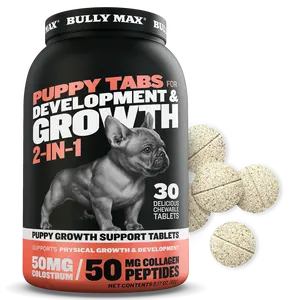 Bully Max Puppy Tabs - Development & Growth Support for Muscle Growth, Immunity, and Wellness - 9,000x Stronger Immune Boost Than Vitamin C