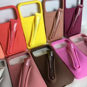 Fashion Rhode Lip Case Set for iPhone, Silicone Phone Case with Lipstick, Matte Soft Cover, Aesthetic Phone Case Gift