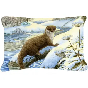 212 MAIN Winter Otter Fabric Decorative Pillow - 12x16 in Heavyweight Sofa Cushion, Weather-Resistant Cushion, Washable Household Textile Accessory, Washable Cushion