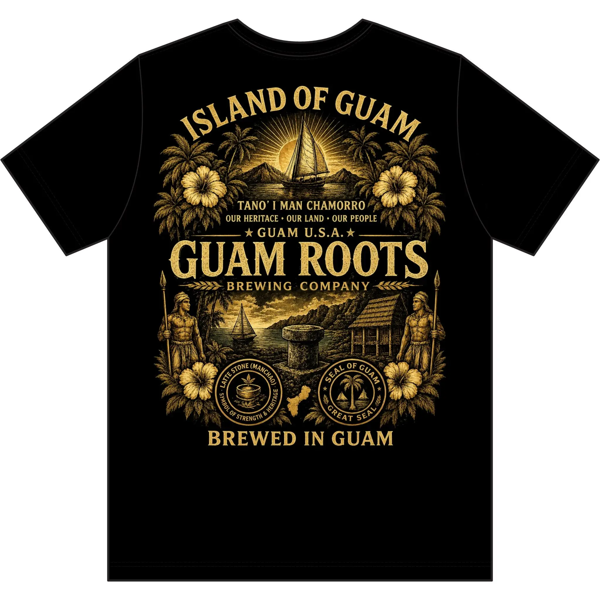 Men's Guam Roots Tropical Streetwear T-Shirt, Short-Sleeve, Lightweight, Outdoor-Friendly Island of Guam Apparel, Shortsleeve, Traditional, Fabric, Tshirt, Top, Classic, Cotton, Menswear, Print, Round Neck, Tee, Soft, Classic Cut, Us Cotton, Warm Weather,