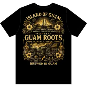Men's Classic Traditional Casual Guam Roots Print T-Shirt, Small Size