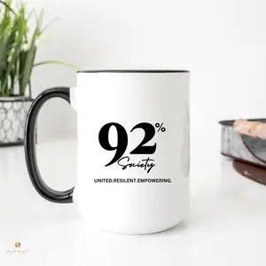92% Mug Collection - Bold and Empowering 15oz Mugs Drinkware Washable Set Stylish Ceramic Tumbler