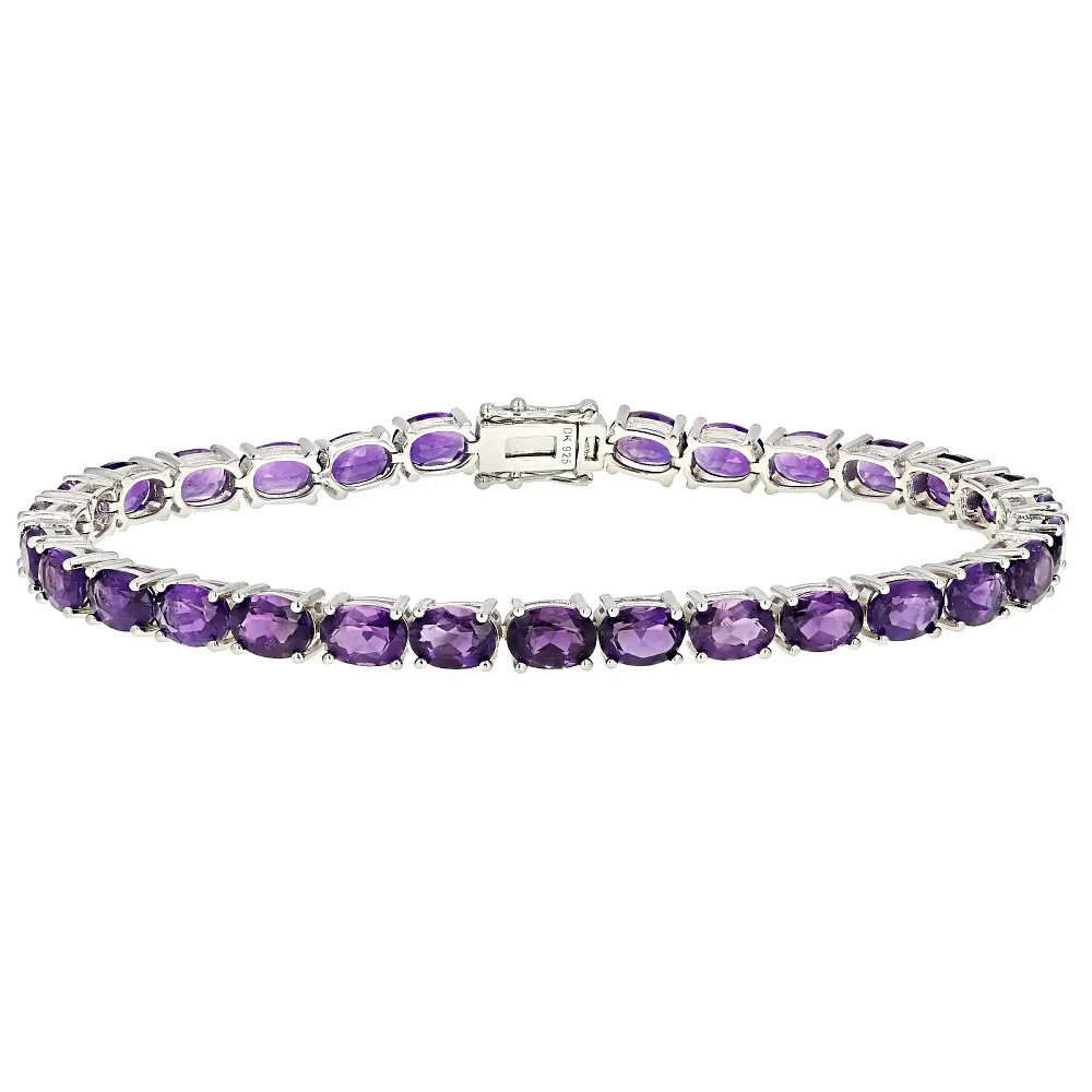 JTV Purple Amethyst Rhodium Over Sterling Silver Bracelet 15.10ctw