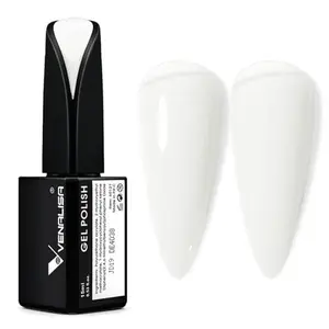 VENALISA Milky White Gel Nail , 15ml Neutral Milky White Gel Set Jelly Color Translucent Soak Off UV Starter Manicure Salon DIY at Home, 0.53 OZ