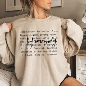 Homebody Words Sweatshirt, Introvert Indoorsy Homebody Shirt Quote Hoodie