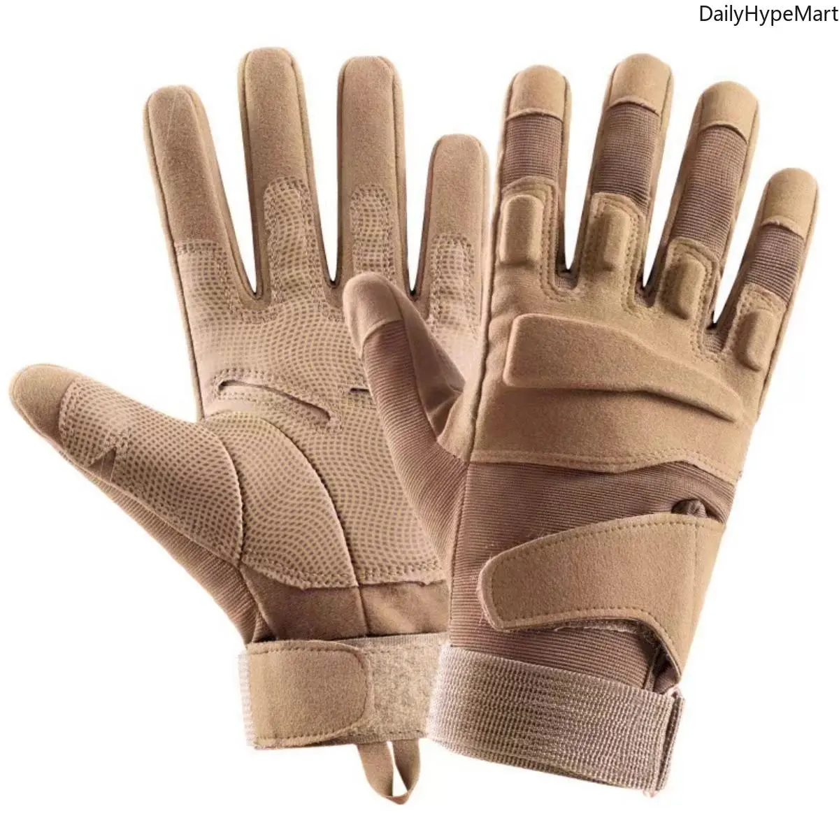 Unisex Tactical Exercise Gloves - Durable Protective Multi Purpose Outdoor Activity Gear with Shock Absorption, Anti-Skid Grip for Cycling, Climbing, Shooting Range (Black, Khaki, Green)
