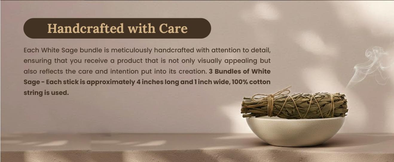 (Pack of 3)-Smudges & Herbs -Premium California White Sage Incense 4 Inches Long. Home Cleansing Incense,Fragrance,Meditation,Smudging Rituals.California Smudge Sticks Rituals -4 Inch