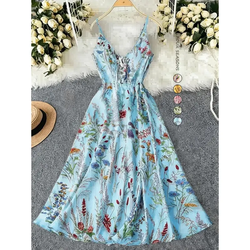 green emerald velvet dress ranrann Women's Fashion Short Sleeves Deep V-Neck Solid Color Chiffon Boohoo  Pleated Loose Midi Dress Light Blue 4 at Amazon Women's Clothing store