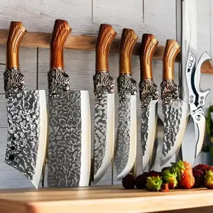 7-piece kitchen knife set, ultra-sharp stainless steel chef's knife with block, non-stick rust-proof, ergonomically designed for home and use, universal knife block, ideal for home kitchens.