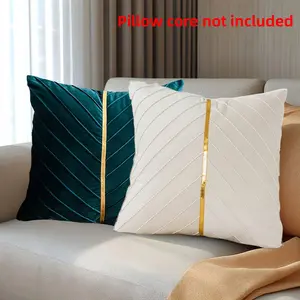 Luxury Velvet Gold Embroidered Pillow Cover, Multi-Color Striped Sofa Cushion Case, Washable Home Decor for Living Room Bedroom, Washable Cushion Covers
