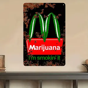 Vintage California Weed Aluminum Sign - Art Deco Style Marijuana Decorative Plaque, Multipurpose Urban Environments Theme, Aluminum Wall Hanging for Bar, Home Decor, Farmhouse - 8x12 inches