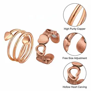 Premium 2Pcs 99.9% Pure Copper Magnetic Rings Unisex for Men Women Healing Copper Ring Jewelry Gift
