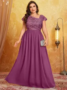 Elegant V-Neck Pleated Chiffon Evening Dress, Sparkle Sequins Embroidery, Large Swing Hemline, Formal Party Gown
