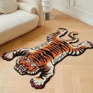 XLarge 5x3.3ft Tibetan Tiger Area Rug with Nonslip TPR Backing for Bedroom, Bathroom, Living & Dining Room Home Décor