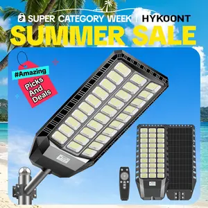 HYKOONT 9000 Plus Large Solar Street Light Super Bright Flood Lights Outdoor Solar Parking Lot Lights Dusk to Dawn Outdoor Lighting Motion Sensor and Remote Control summerwins