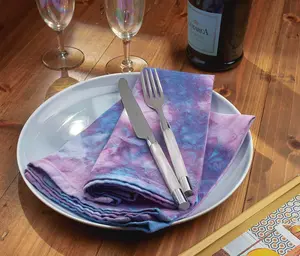 Kaleidoscope Tie Dye/Ice Dyed Napkin Set: Ultraviolet