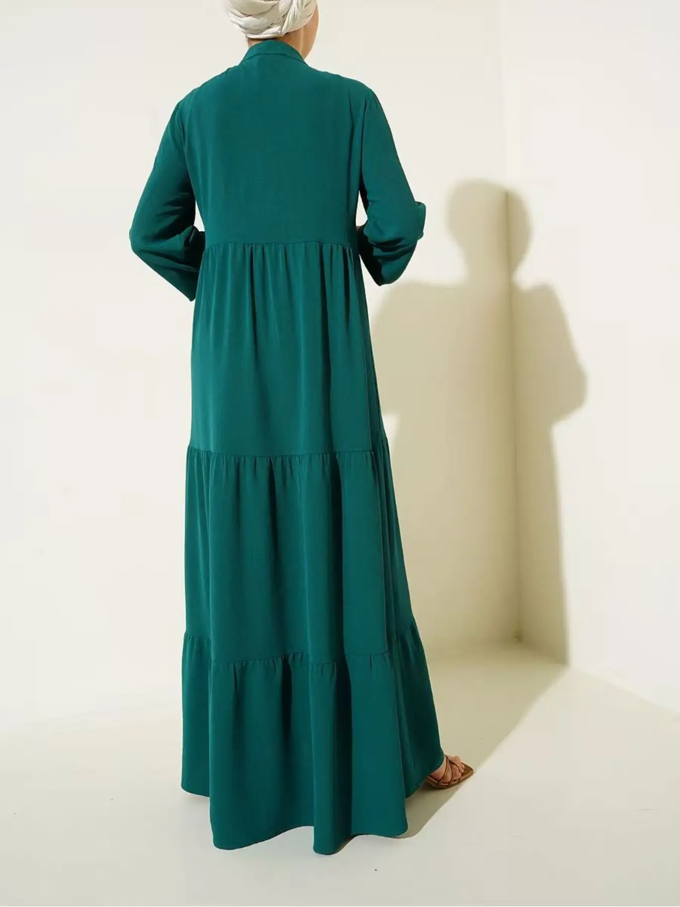 Elegant Muslim Women Long Sleeve Maxi Dress, Solid Color, Ruffle Hem,  Casual & Formal Wear, Spring Summer Fashion, Modest Muslim Outfits, Classy  Modest Dresses, Modest Islamic Clothing - TikTok Shop