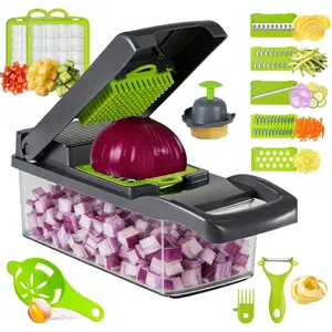 All-in-1 Vegetable Chopper Mandoline Slicer with Cutter for Salad, Onion Chopper, Includes Egg Separator & Vegetable Peeler, Kitchen Gadgets Essentials, Gray