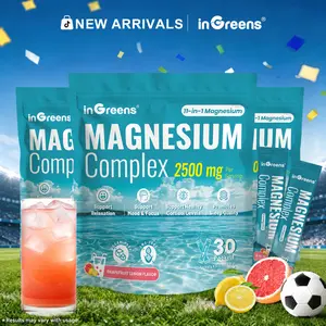 inGreens 11-in-1 Magnesium Complex Powder 2500mg for Sleep Quality, Cortisol Balance & Relaxation, Sugar-Free Mineral Supplement (3-Pack, 90 Sticks Total, Grapefruit Lemon)