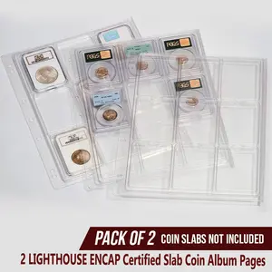G-PLUS Certified Encap Graded Coin Slab Album, New Secure Storage Coin Pages, Pack of 2 Sheets Compatible with NGC, PCGS