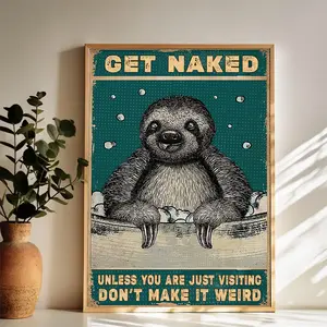 Humorous Sloth Poster Wall Art Vintage Black and White Art Posters Funky Aesthetic Canvas Prints Retro Bar Cart Decor for Bar Bedroom