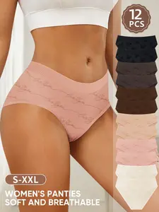 Women's Soft Breathable Panties Set, 12-Pack Fitted Comfort Fit Underwear, S-Xxl Sizes, Lightweight Non-Irritating, Casual Daily Wear
