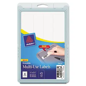 Avery 5429 Erasable ID Labels- .88 x 2.88- White- 80-Pack
