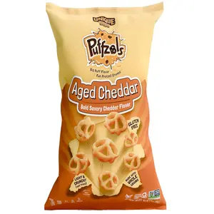 Unique Snacks Puffzels, Bold and Savory Cheddar Cheese Flavor with a Fun Pretzel Crunch, Gluten-Free Snacks, 4.8 Oz. Snack Bag, Pack of 6, Aged Cheddar