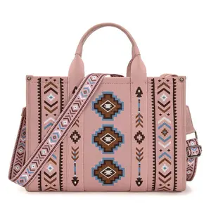 Montana West Dual Sided Print Large Multi-Use Canvas Tote/Crossbody Bag