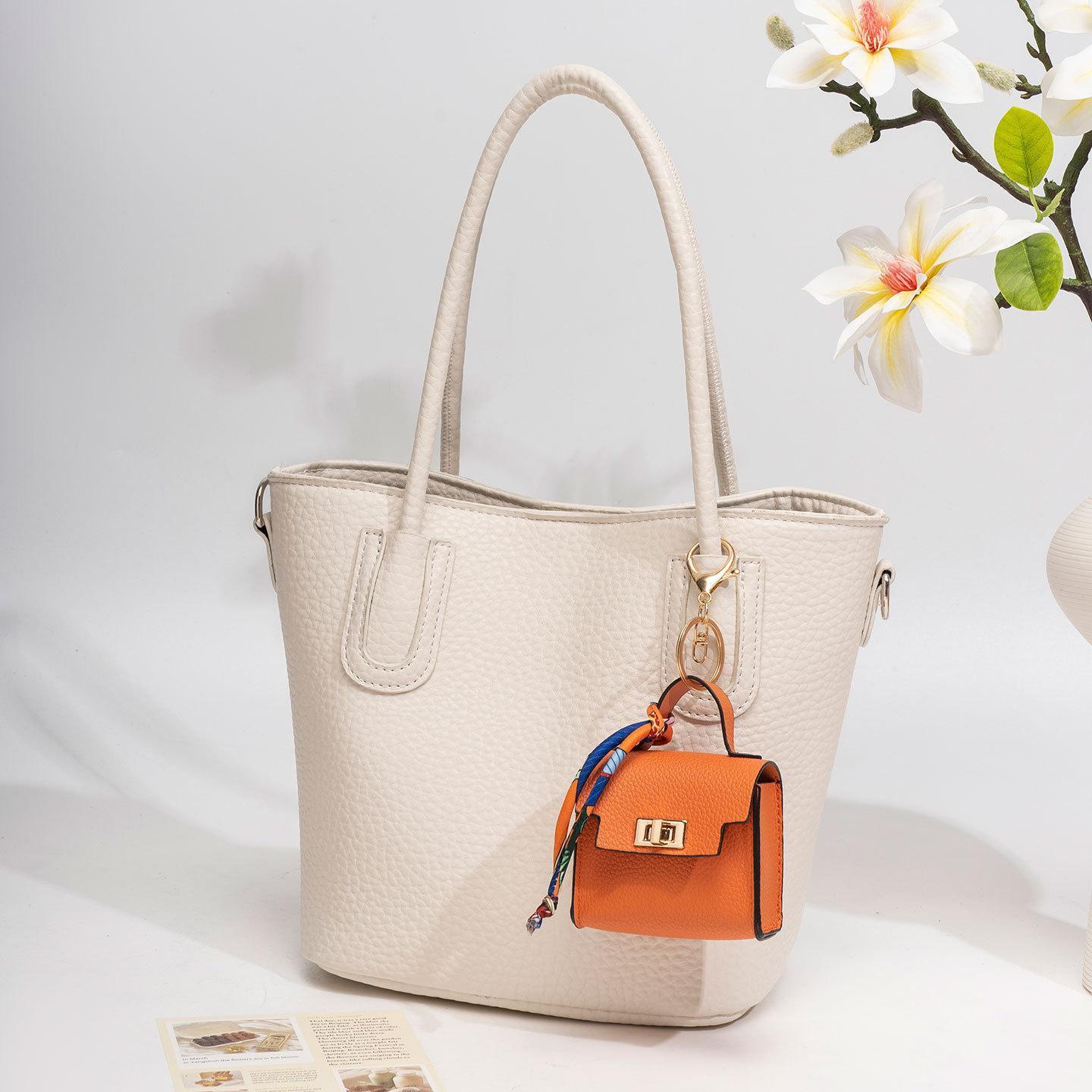 Mini Square Bag Pendant Keychain - High Quality Leather with Colorful Strap, Cute Car Keychain & Bag Charm Accessory