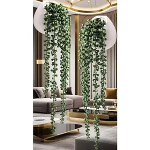 Hanging Faux Succulents in White Ceramic Pots, Artificial String of Pearls Plants for Home Decor, Set of 2 Fake Plants for Office Window Sill Bathroom Bedroom, Realistic Low Maintenance Indoor Greenery Decorative Fruit Farmhouse Gift Pack Vines home d rea