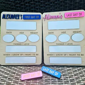 Personalized Interchangeable First and last day of school sign, Back to school photo prop, Picture board with student info, magnetic student