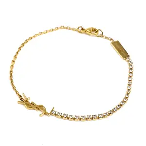 Pre-owned Yves Saint Laurent Brass Small Leather Goods Saint Laurent Cassandra Charm Bracelet